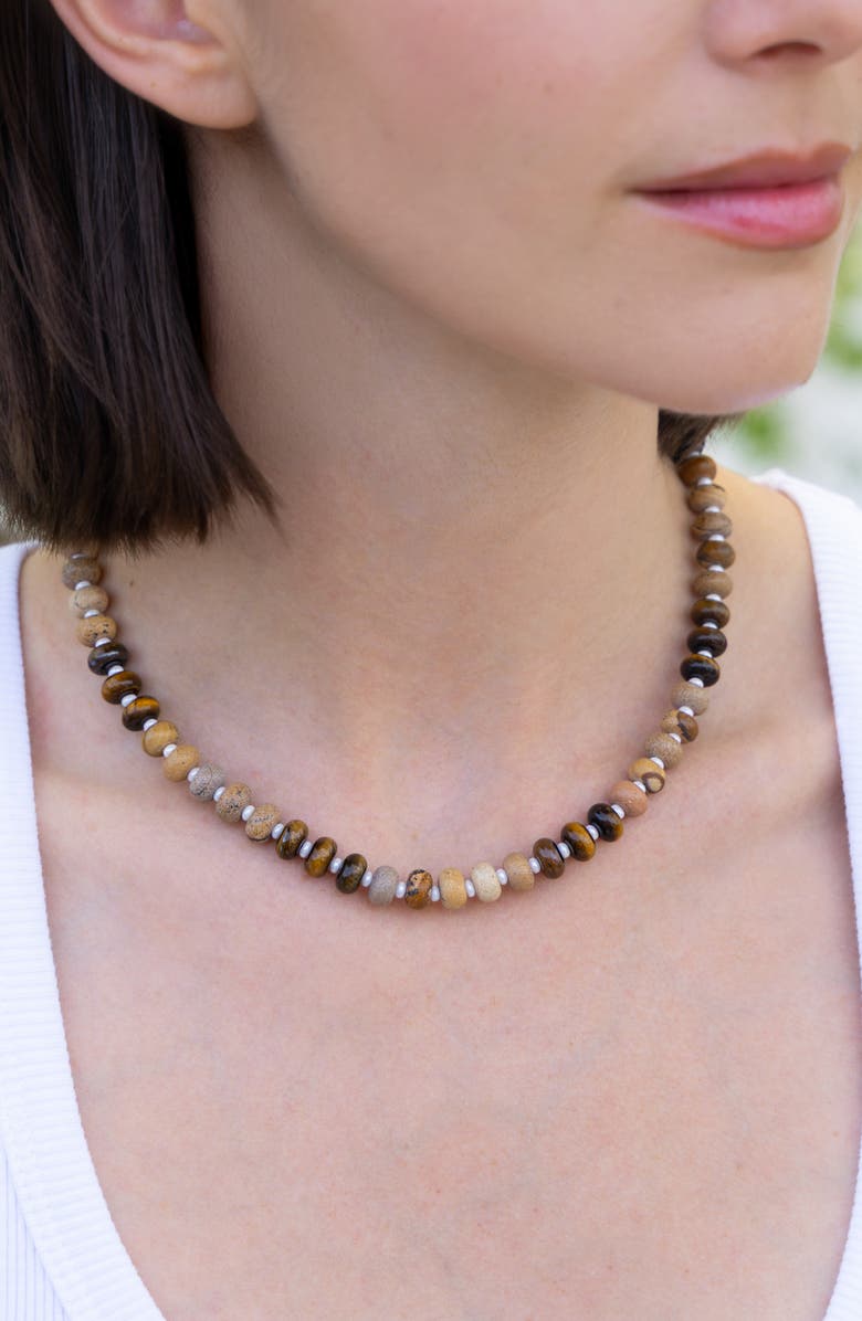 MARLYN SCHIFF Rondelle Picture Jasper Beaded Necklace, Alternate, color, Picture Jasper