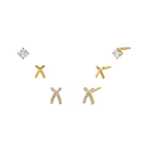 Diamond Stud Earring Combo Set 14K