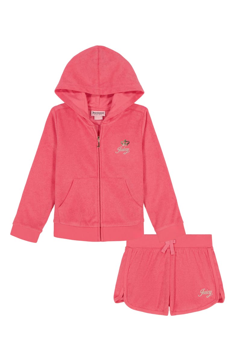 Juicy Couture French Terry Zip Hoodie & Shorts Set, Main, color, 