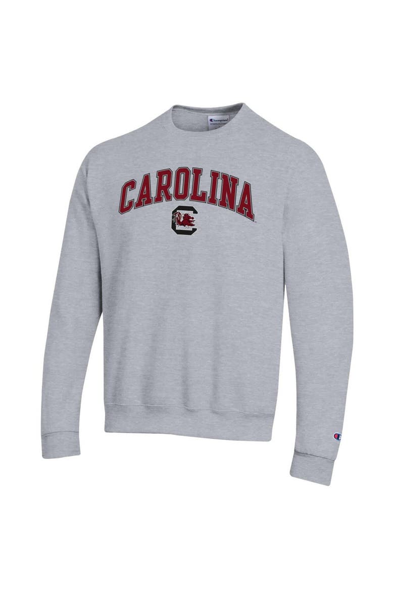 Men's Champion  Heather Gray South Carolina Gamecocks Arch Over Logo Pullover Sweatshirt, Alternate, color, Heather Gray