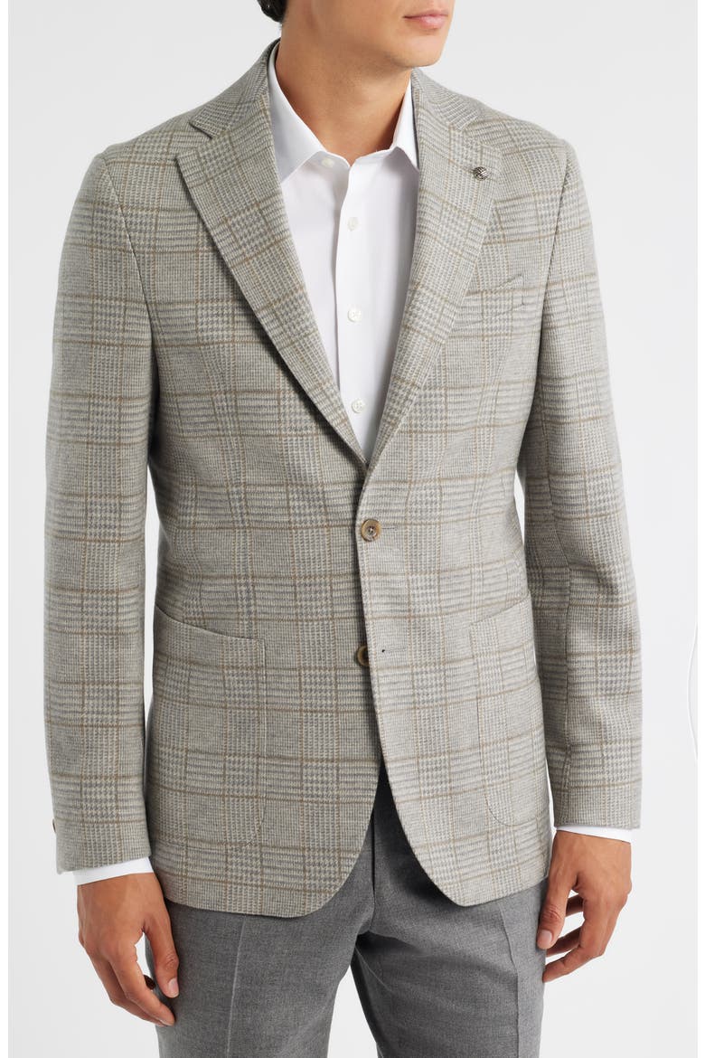 Hampton Tan Glen Check Knit Wool Sport Coat, Alternate, color, GREY