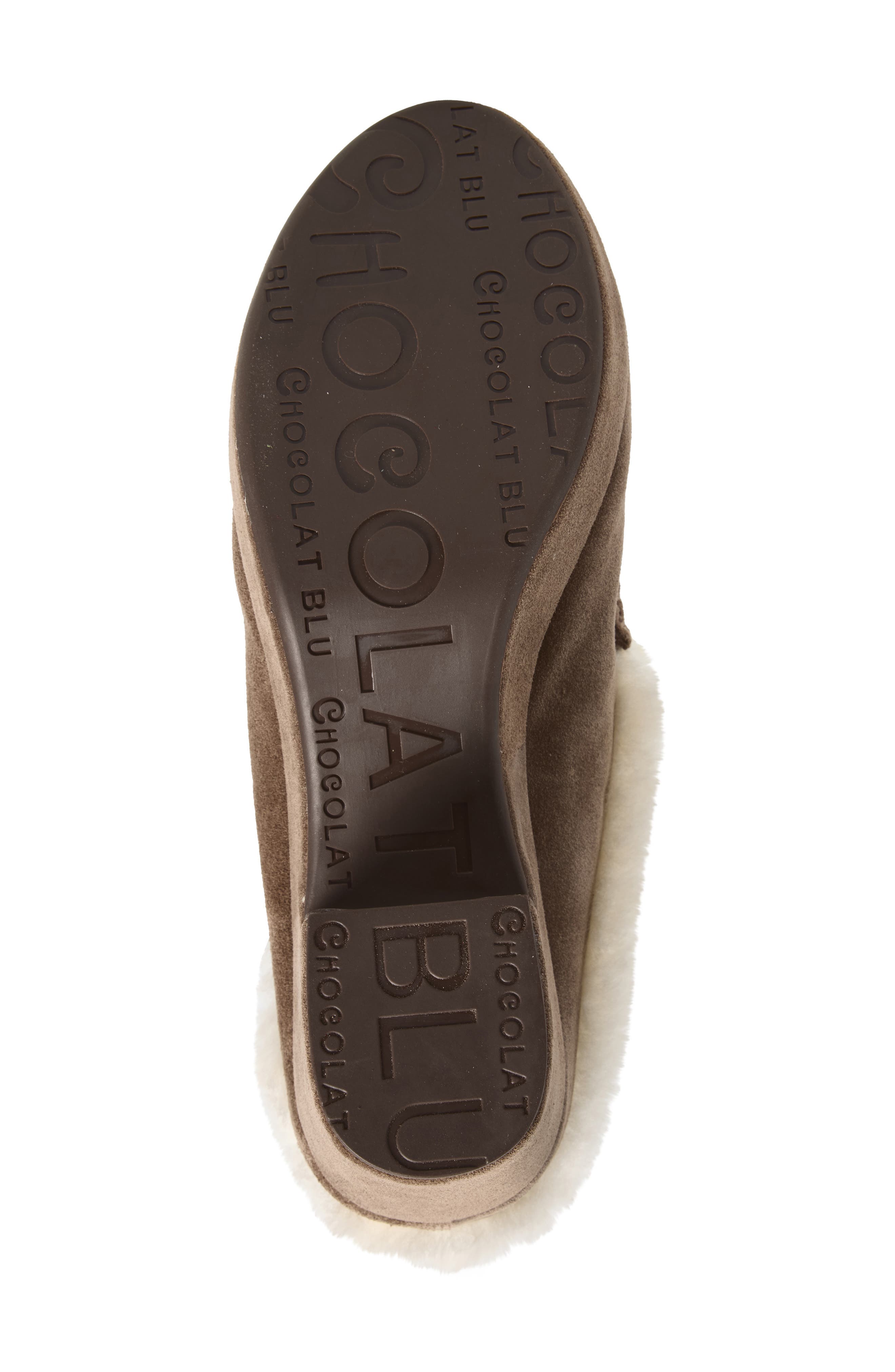 Genna Genuine Shearling Clog, Alternate, color, DARK TAUPE SUEDE
