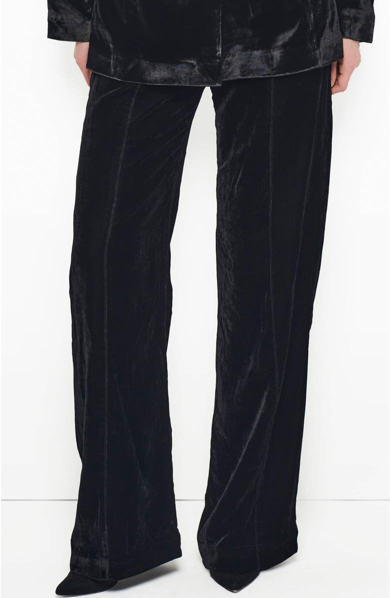 AS by DF Fiona Velvet Straight Leg Trouser, Alternate, color, Black