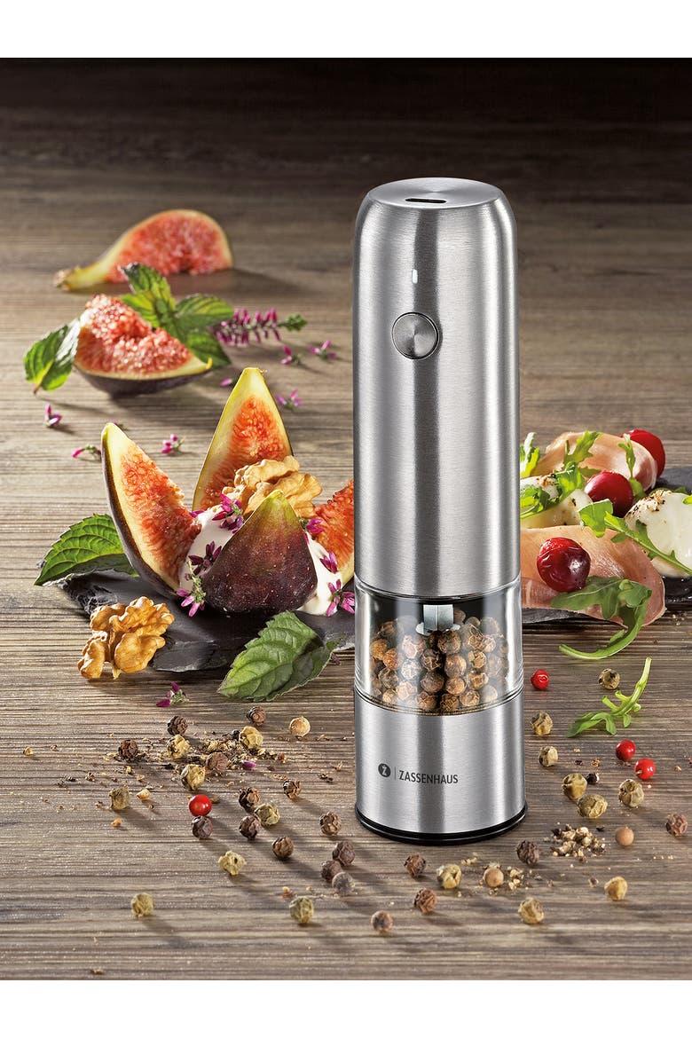 Koln Rechargeable Salt or Pepper Mill, 5.5" H x 1.5", Chrome, Alternate, color, Chrome