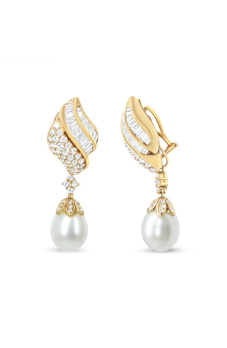 Haus of Brilliance 18k Yellow Gold 7 Cttw Diamond South Sea Pearl Dangle Earring, Alternate, color, Yellow