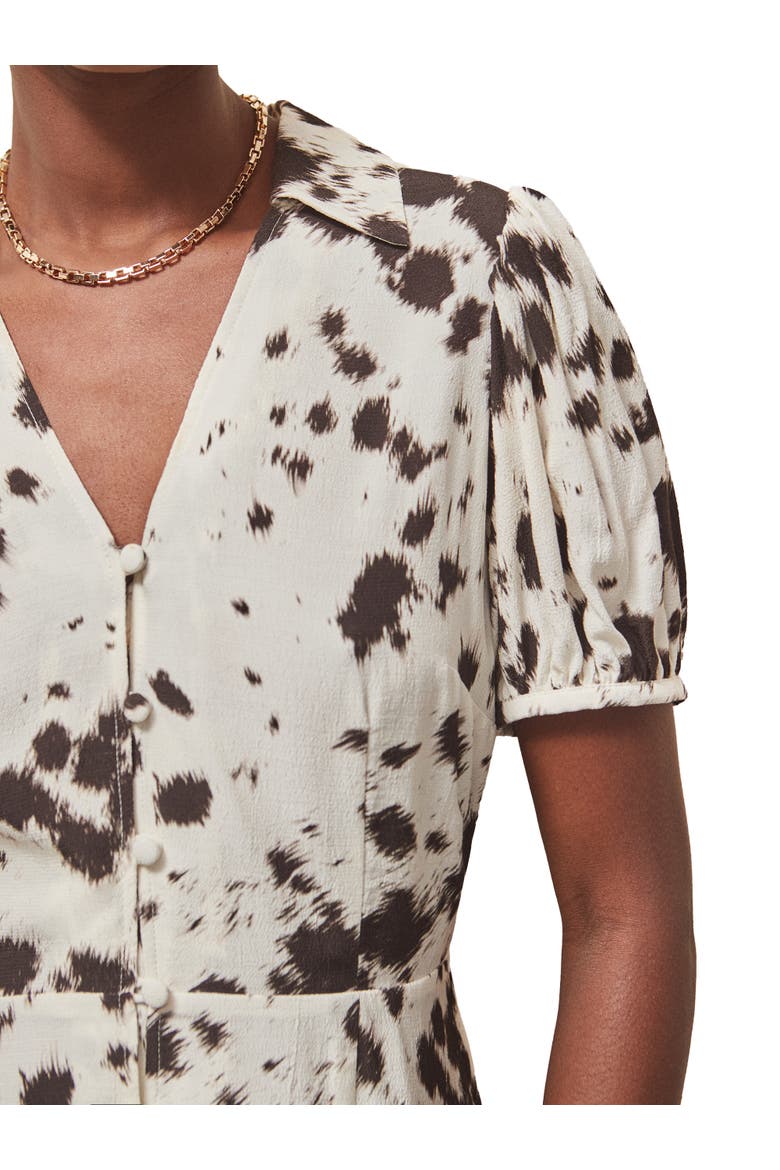 Animal Print Button Front Shirt Dress, Alternate, color, Mono