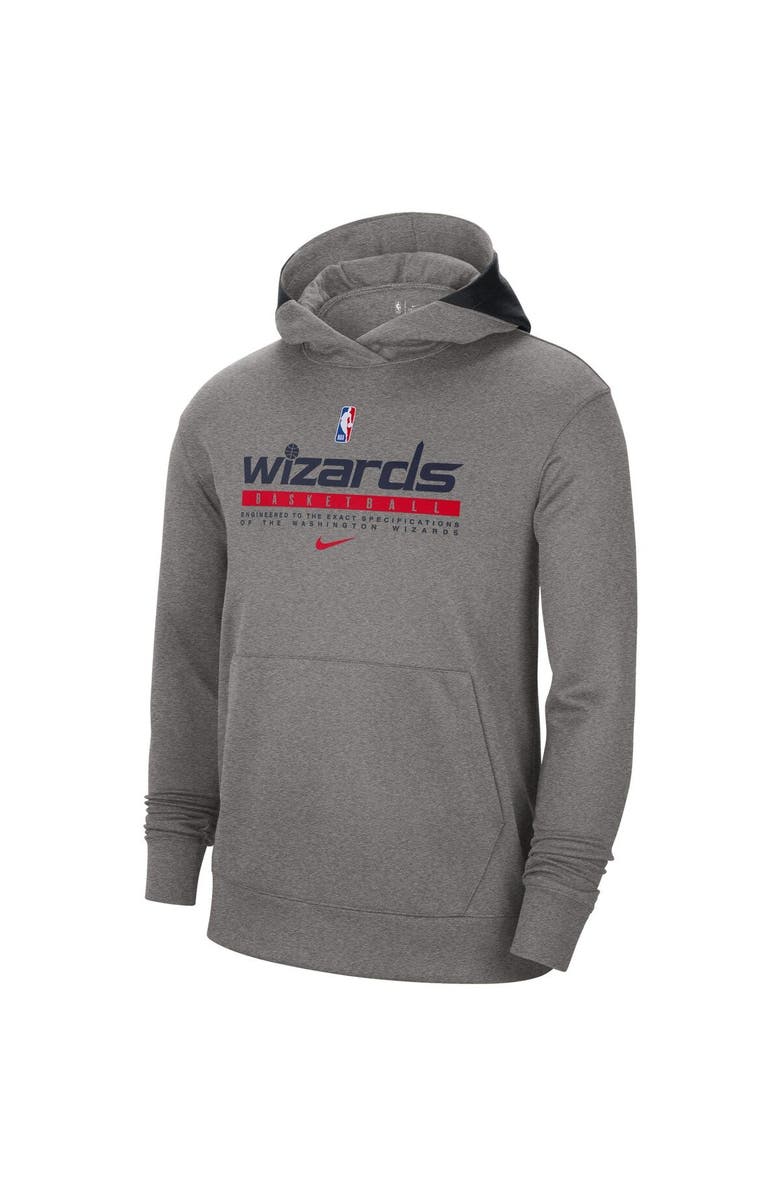 Nike Men's Nike Heather Charcoal Washington Wizards Spotlight On Court Practice Performance Pullover Hoodie, Alternate, color, Heather Charcoal