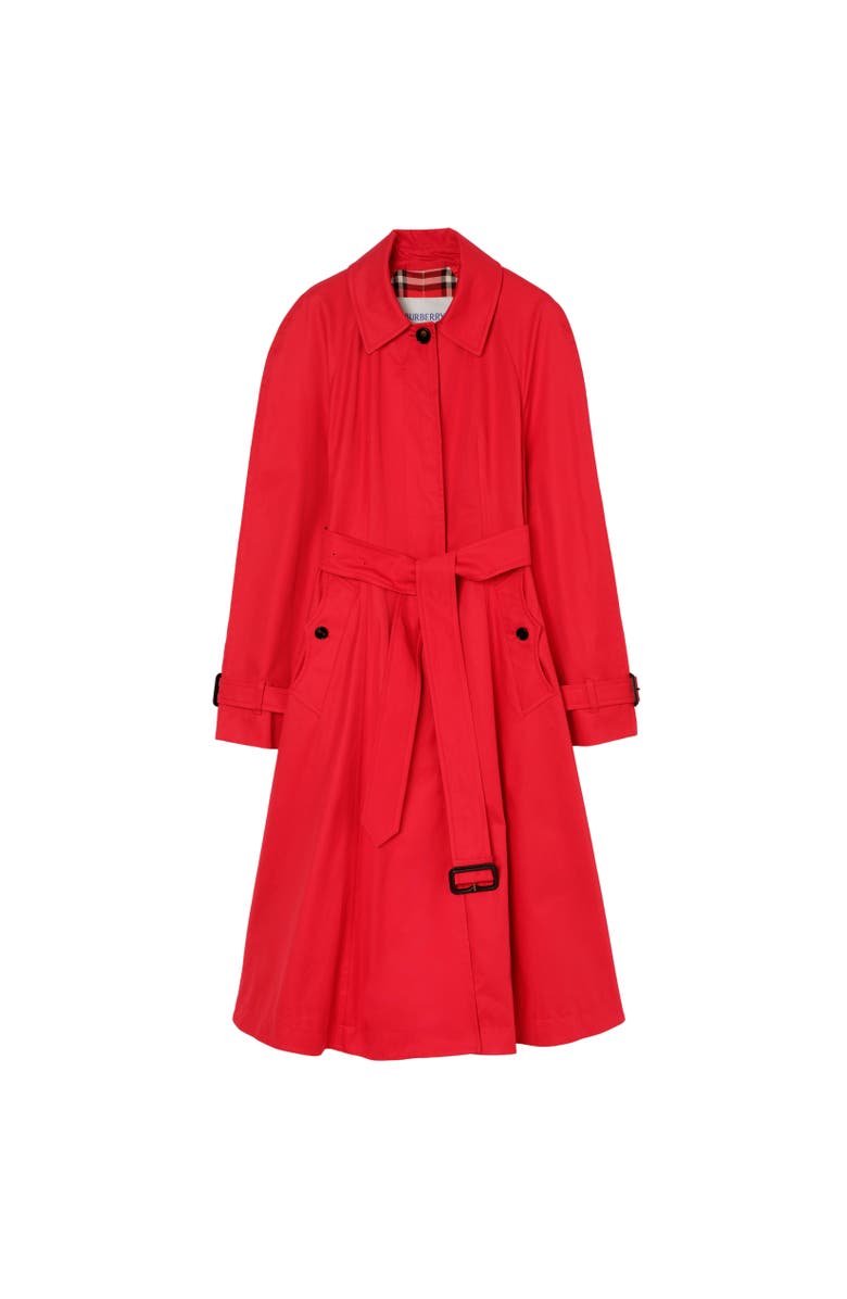 Burberry Long Gabardine Ellingham Fit-and-flare Car Coat, Alternate, color, Crayon Red