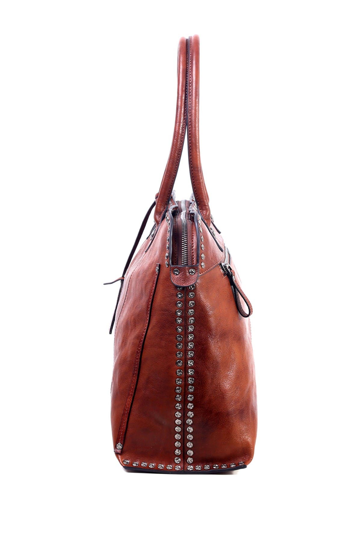 OLD TREND Soul Stud Leather Satchel Bag, Alternate, color, Cognac
