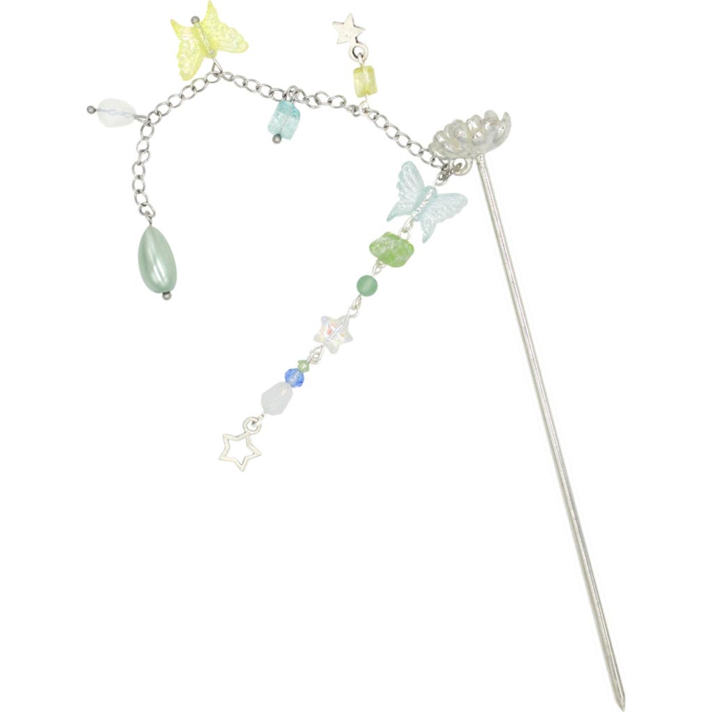 Velvet Luna Steel Hair Pin With Acrylic Charms In Multi