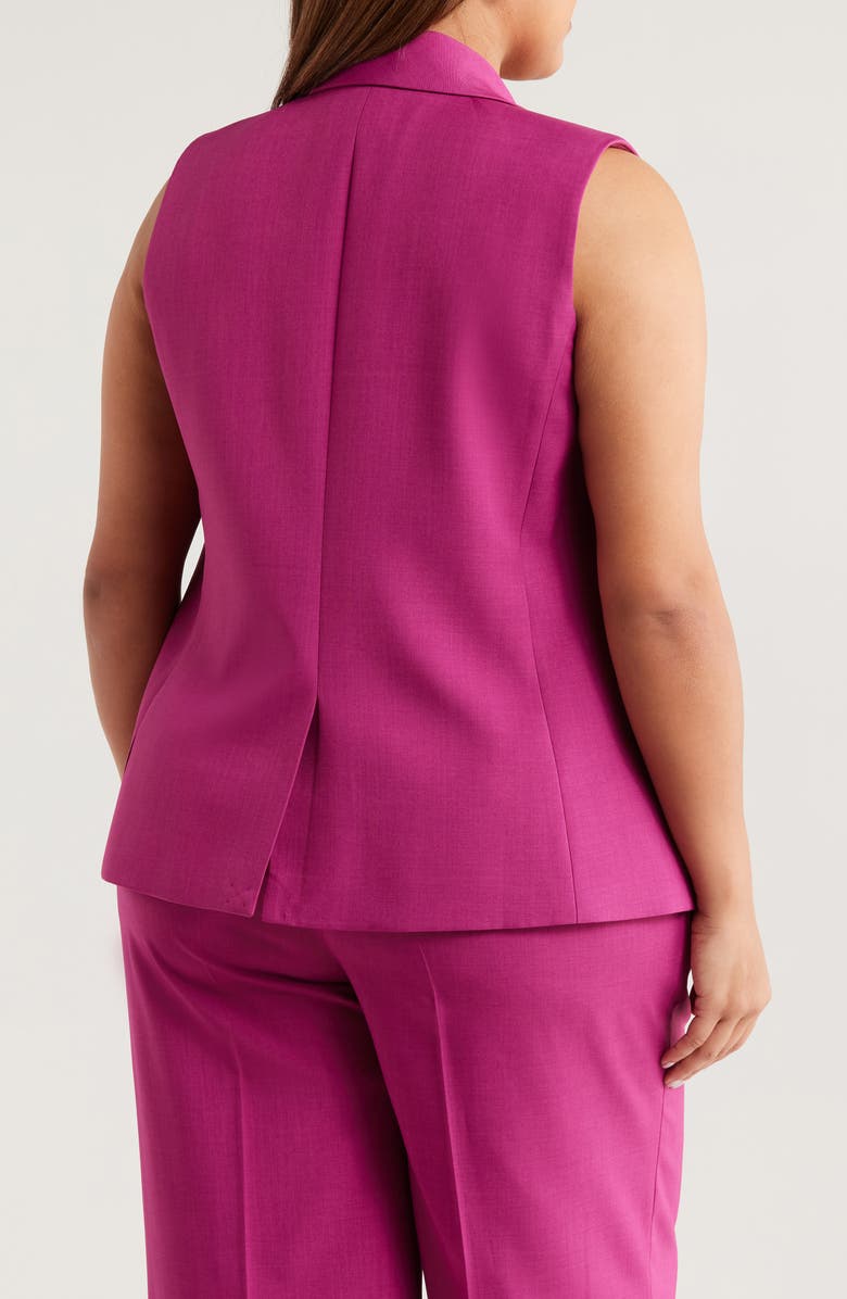 Tahari ASL Double Breasted Sleeveless Jacket, Alternate, color, Wild Berry