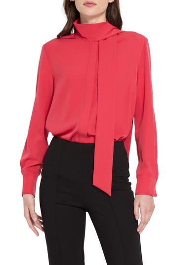 Lyssé Odette Scarf Neck Shirt In Red