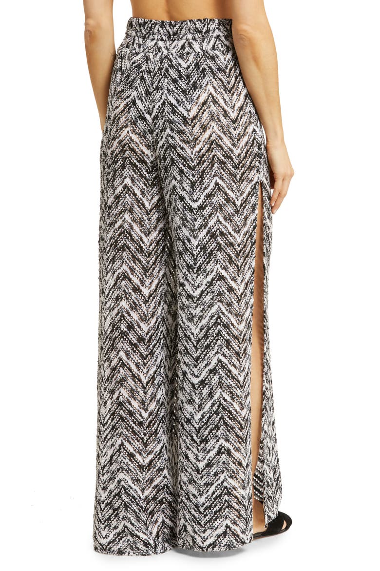 Taytum Open Stitch Wide Leg Cover-Up Pants, Alternate, color, BLACK SPACEDYE CHEVRON KNIT