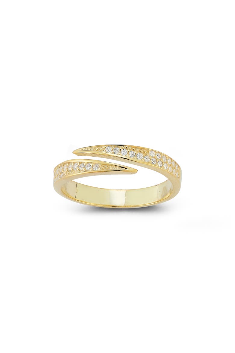 14K Gold Plated Pavé CZ Bypass Ring, Main, color, GOLD