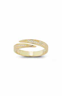 SPHERA MILANO 14K Gold Plated Pavé CZ Bypass Ring