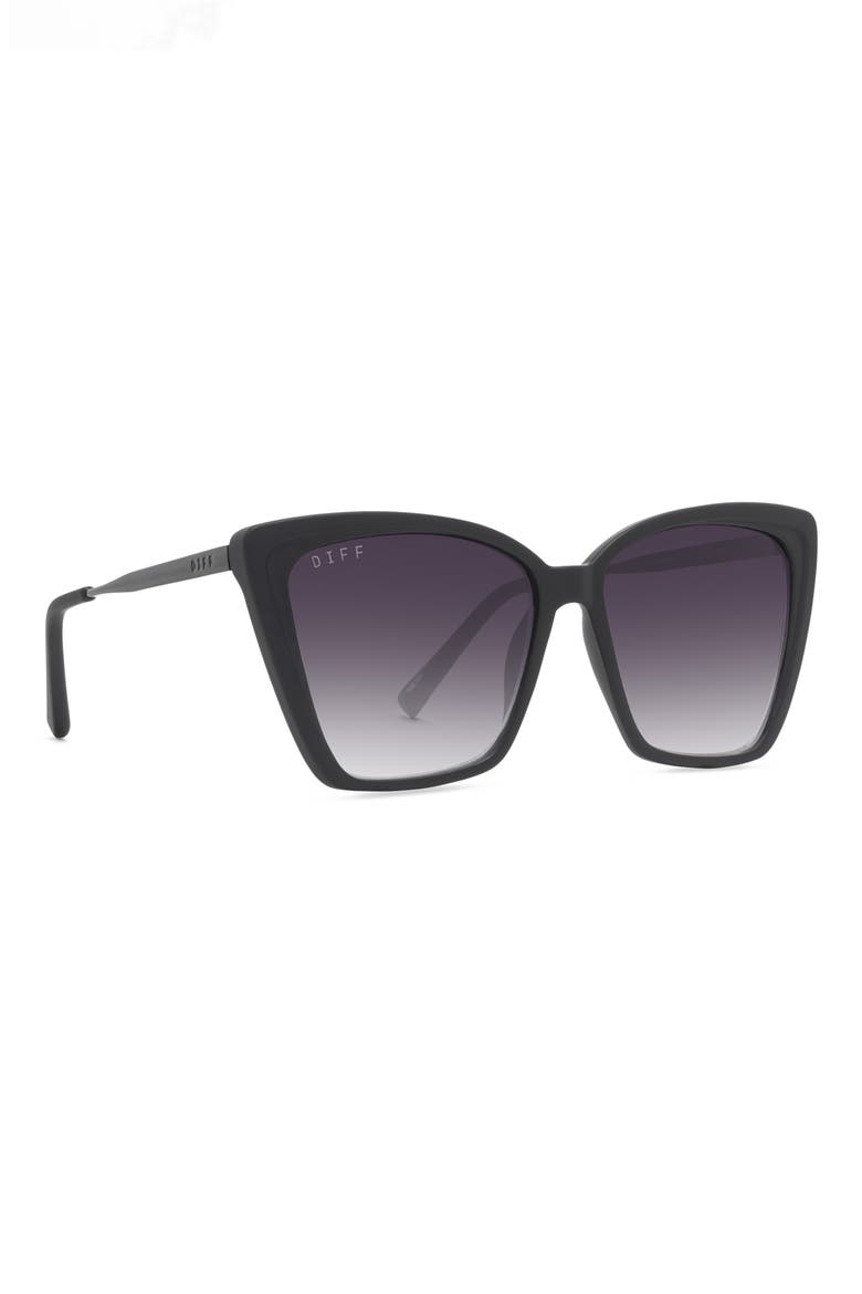 Heidi 56mm Cat Eye Sunglasses, Alternate, color, MATTE BLACK SHARP GREY GRADIEN