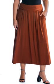 24seven Comfort Apparel Foldover Maxi Skirt With Pockets