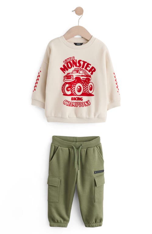 Next Kids' Monster Truck Cotton Blend Sweatshirt & Sweatpants Set In Neutral