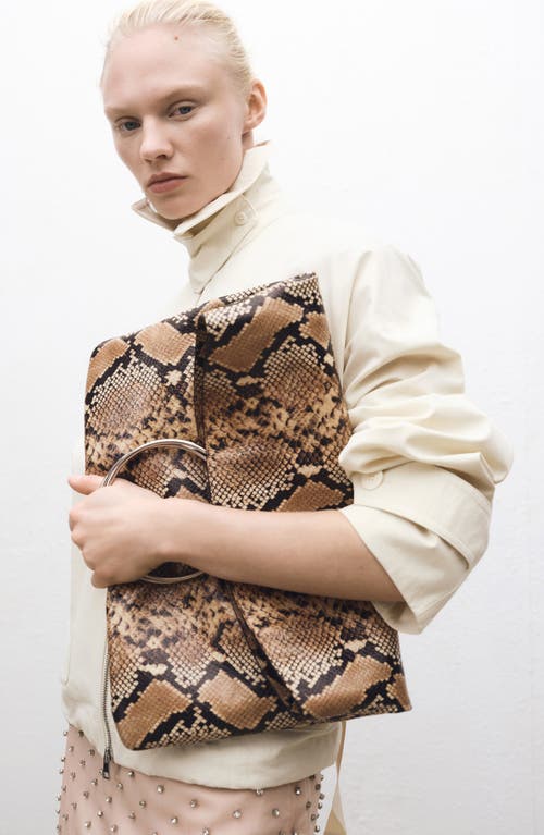 Mango Snakeskin Embossed Leather Tote