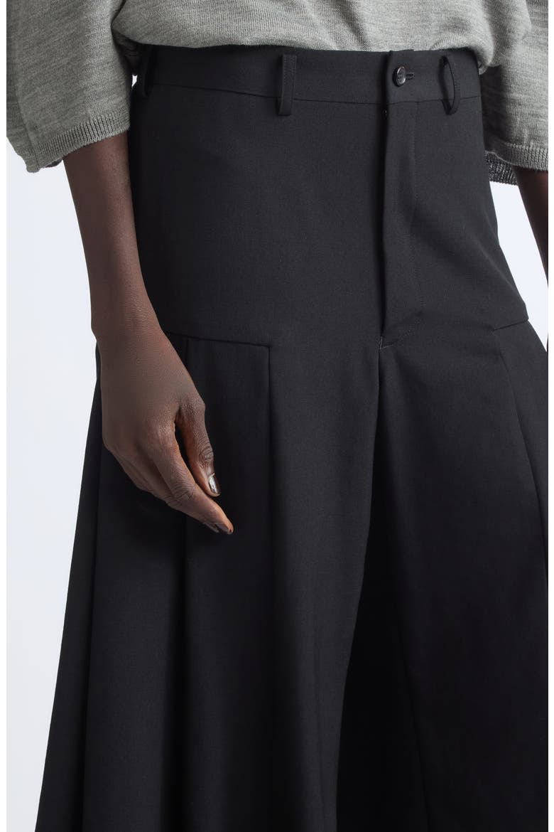 Wool Gabardine Pleated Wide Leg Pants, Alternate, color, BLACK