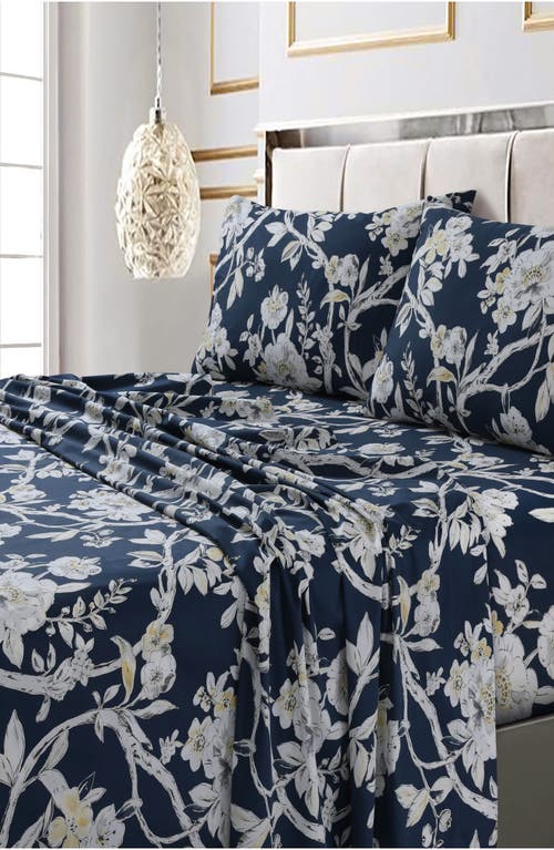 Azores Home Colmar 300 Thread Count Cotton Sateen Sheet Set In Blue