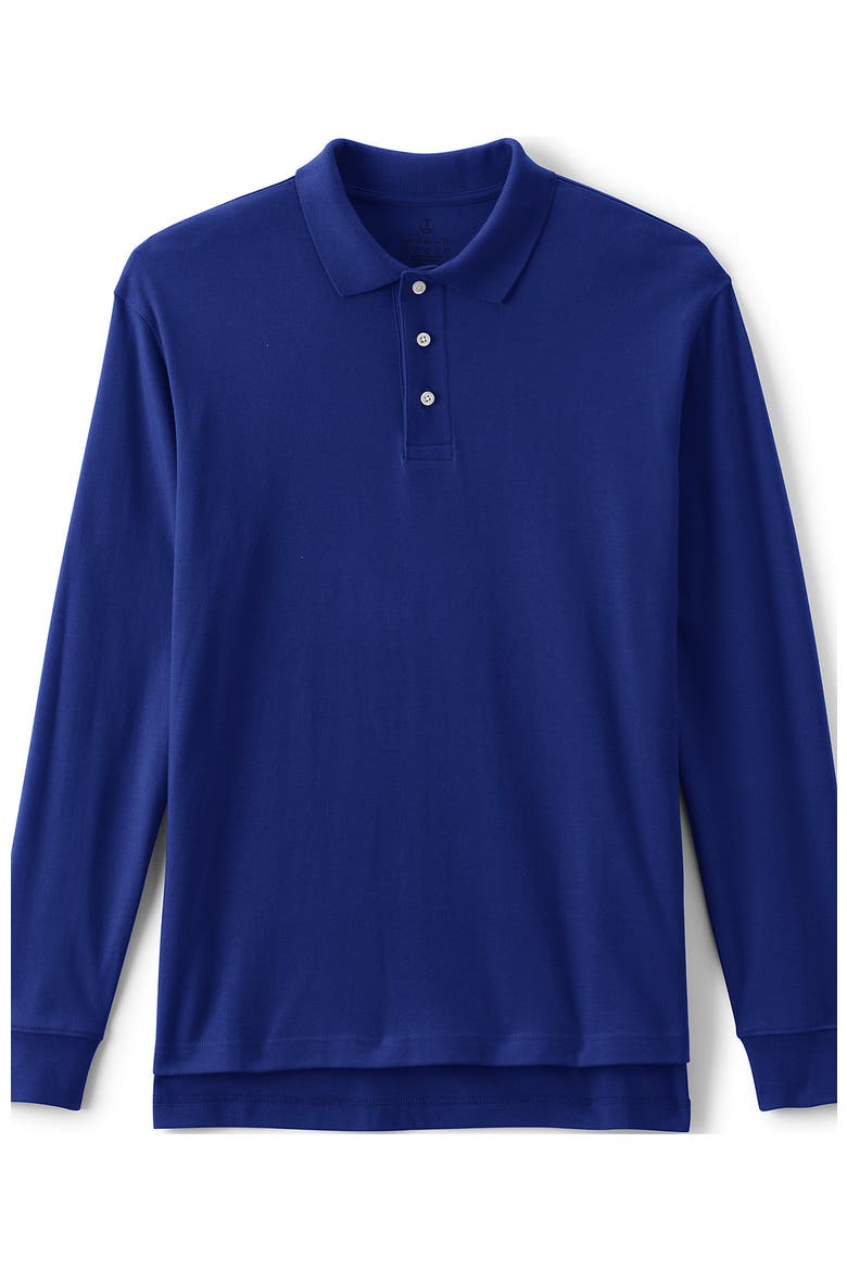 School Uniform  Long Sleeve Interlock Polo Shirt, Alternate, color, Cobalt