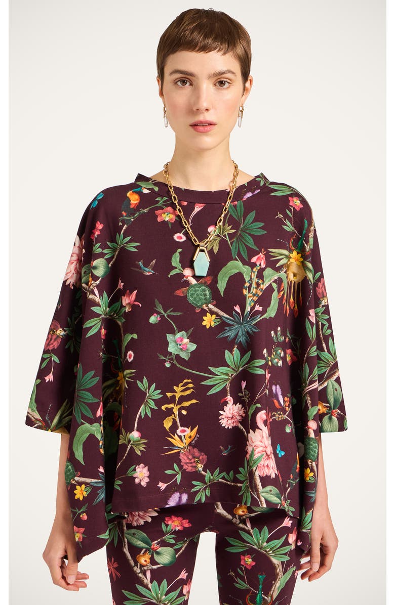 La DoubleJ Meditation Poncho, Main, color, Zooflora Bordeaux