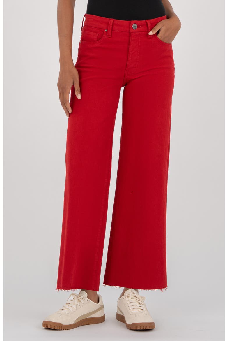 Meg Fab Ab Raw Hem High Waist Ankle Wide Leg Jeans, Main, color, RUBY RED