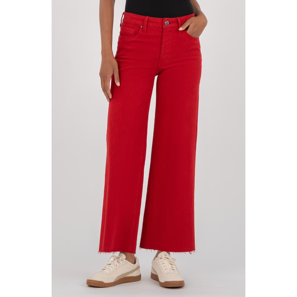 Kut From The Kloth Meg Fab Ab Raw Hem High Waist Ankle Wide Leg Jeans In Red