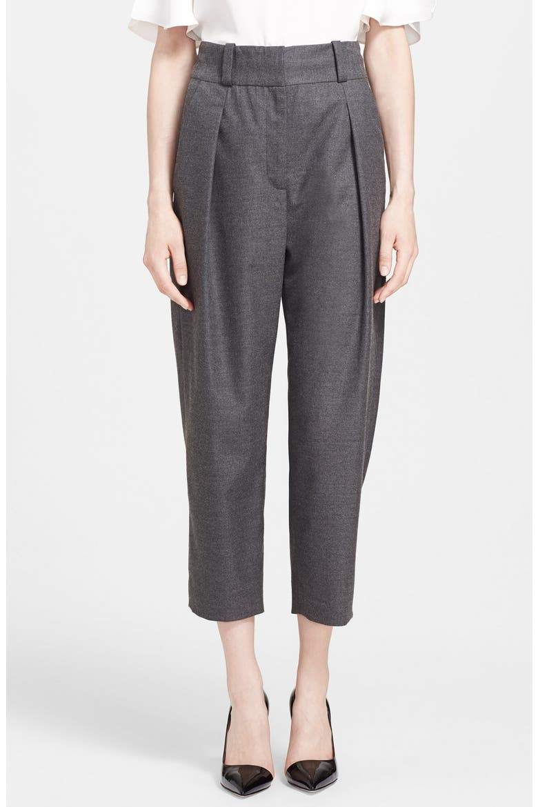 Pleated Crop Trousers, Main, color, GREY