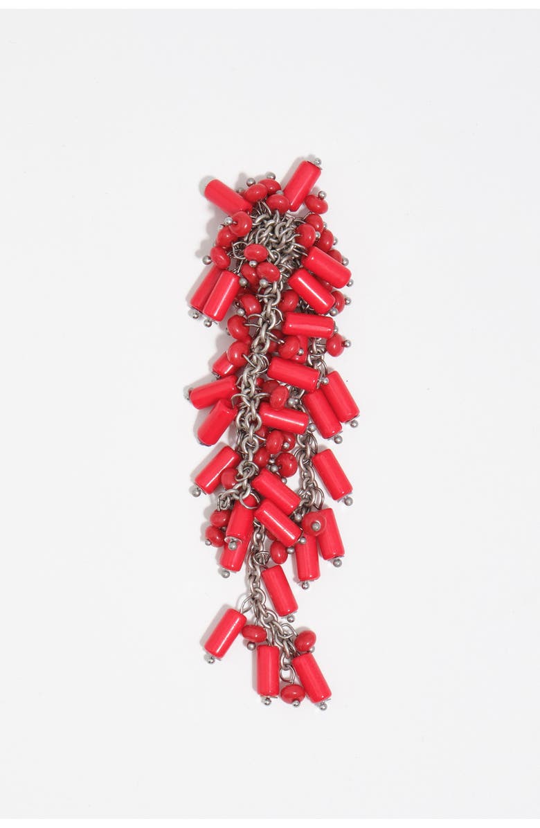 Bimba y Lola Chain Earrings With Coral Beads, Alternate, color, Dark Coral
