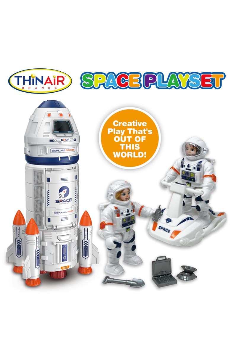 Playful Minds Space Playset 10Pc Lights & Sounds Spaceship Toy Set, 12", Alternate, color, 