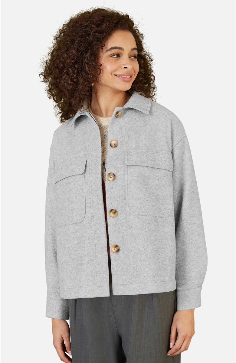 Yumi Textured Finish, Patch Pockets Shacket, Main, color, Grey