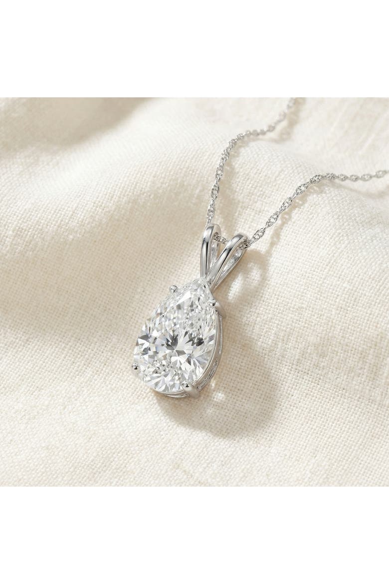 Certified 2 Ct Pear Shape Lab Grown Diamond Pendant 14k Gold Necklace, Alternate, color, 14k White Gold