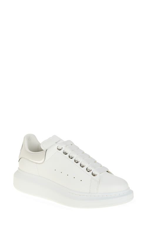 Alexander Mcqueen Alexander Mc Queen Oversized Leather Sneakers In White/mirror