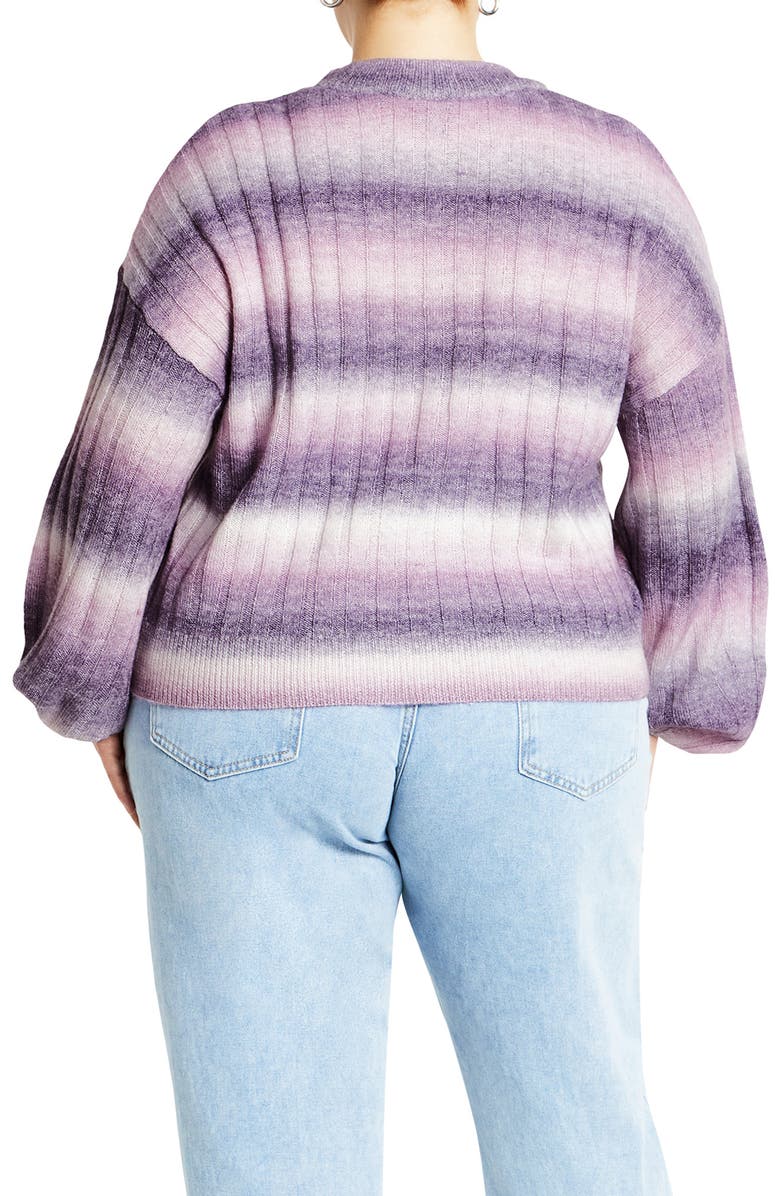 City Chic Shay Ombré Stripe Rib Sweater, Alternate, color, 