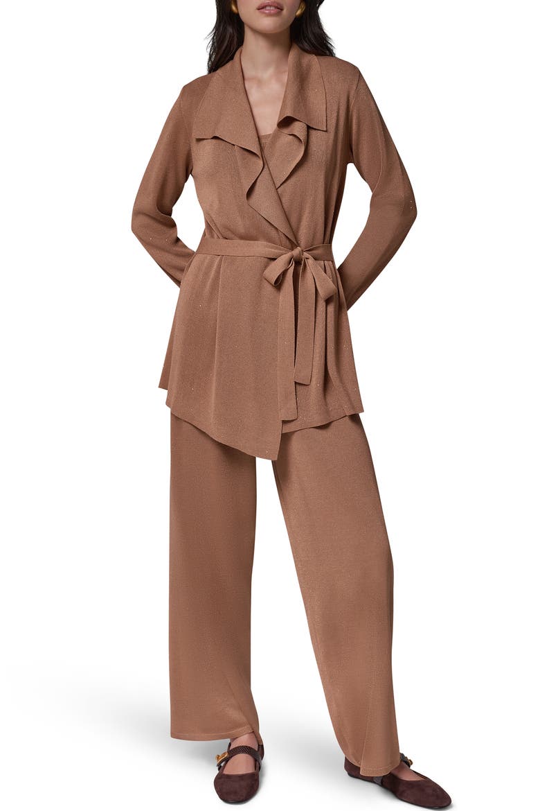 Metallic Belted Cardigan, Alternate, color, CAMEL