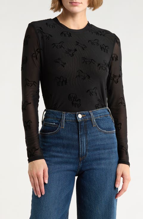 Mock Neck Flock Top