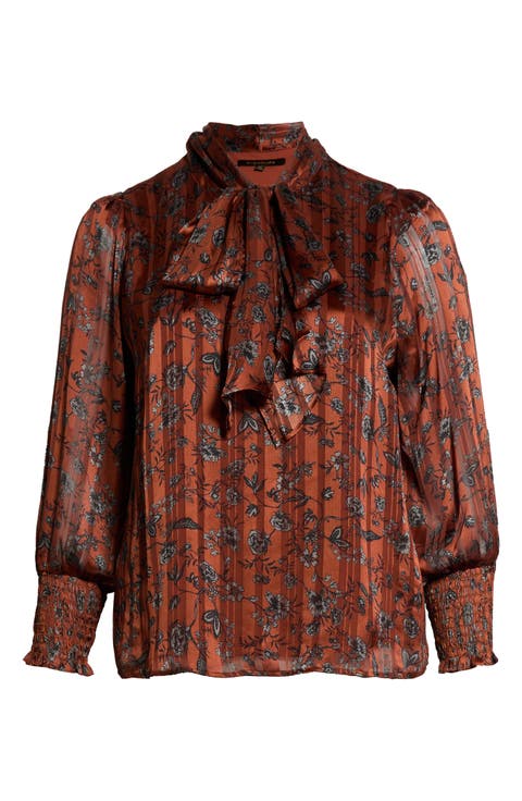 Tie Neck Long Sleeve Top