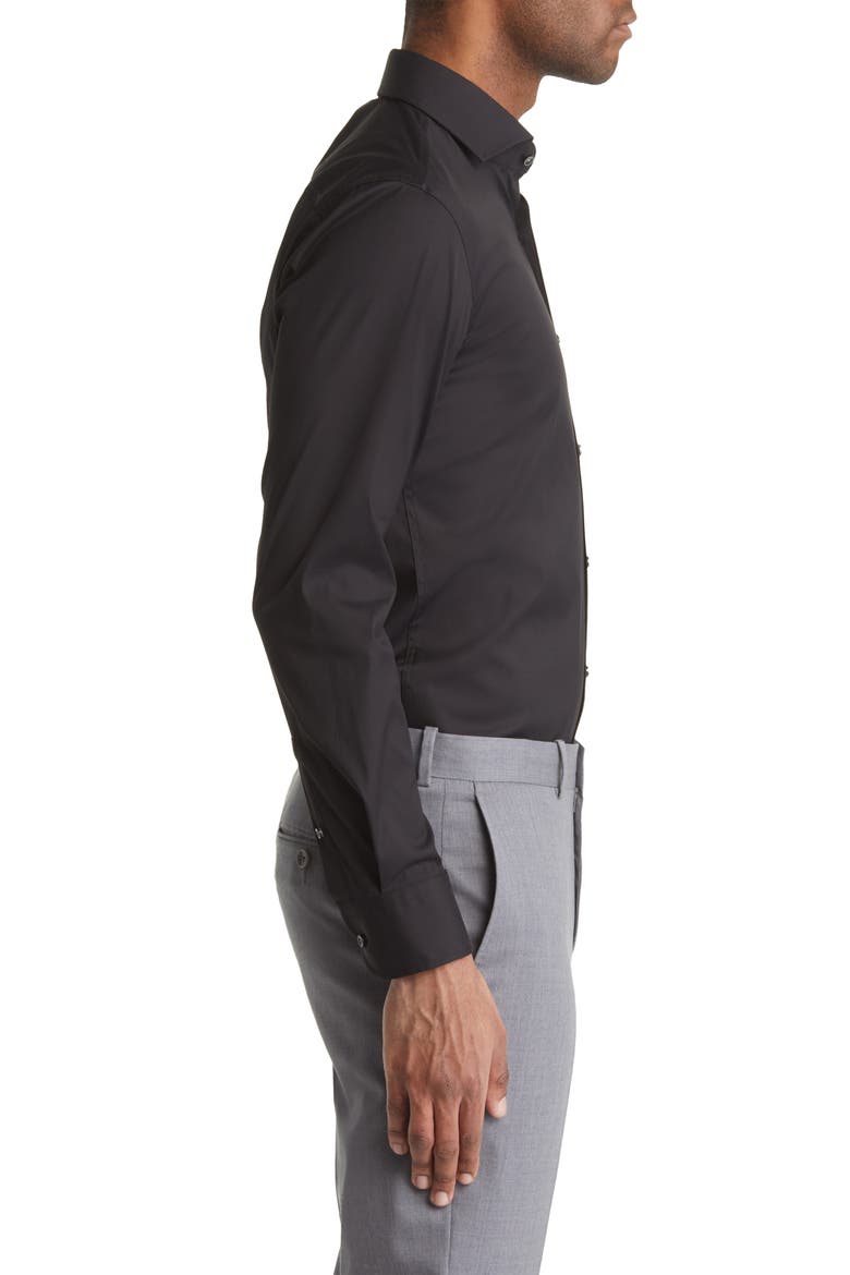 Hank Slim Fit Cotton Blend Dress Shirt, Alternate, color, BLACK