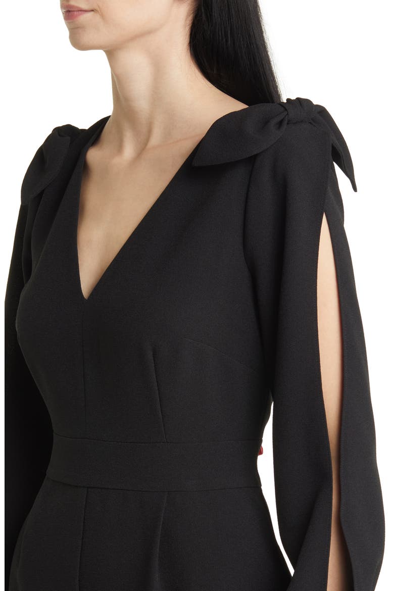 Slit Sleeve Wide Leg Crepe Jumpsuit, Alternate, color, BLACK