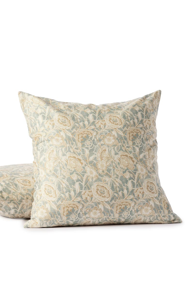 Coyuchi Balboa Organic Cotton Print Pillow Cover, Main, color, Lagoon/ Hay