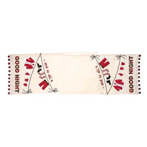 "And to All a Good Night" Embellished Vintage Christmas Table Runner 14" x 72"