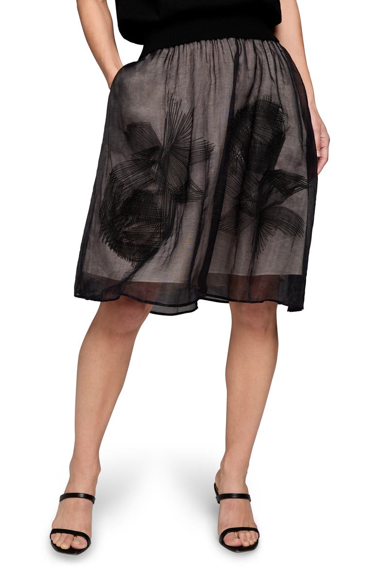 Embroidered Mesh Skirt, Main, color, BLACK MULTI
