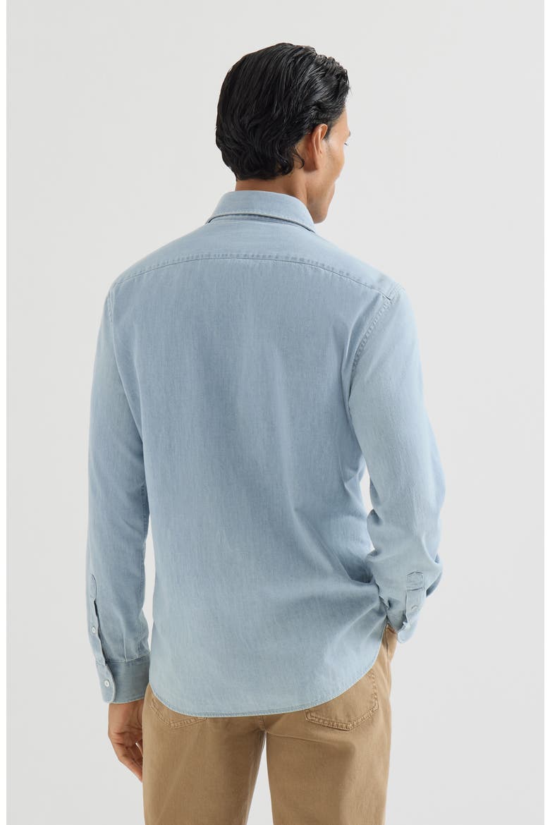 Lightweight denim shirt with spread collar, Alternate, color, Light Blue Denim
