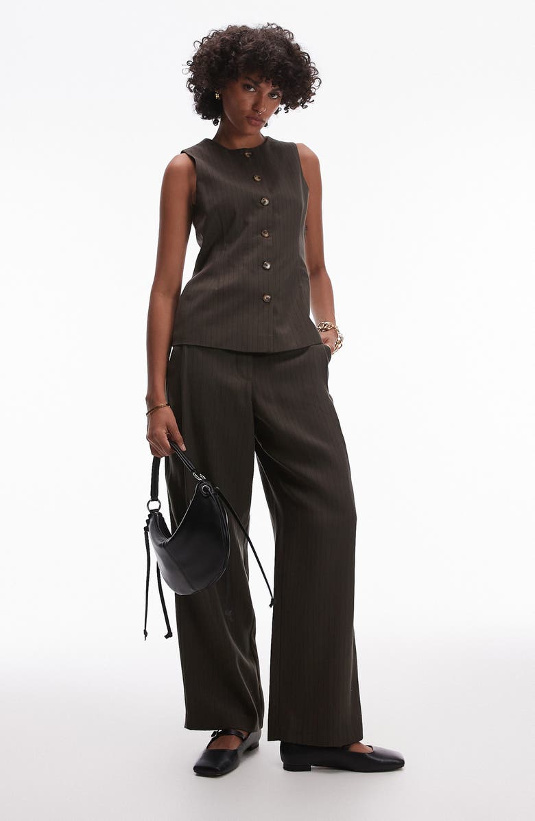 Topshop Tailored Fit Pinstripe Waistcoat, Alternate, color,