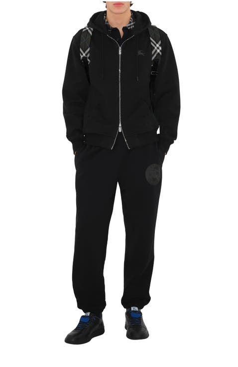 スウェットパンツ BURBERRY Men Straight Pants Black コットン ジョギングパンツ (ブラック) - メンズ, コットン
