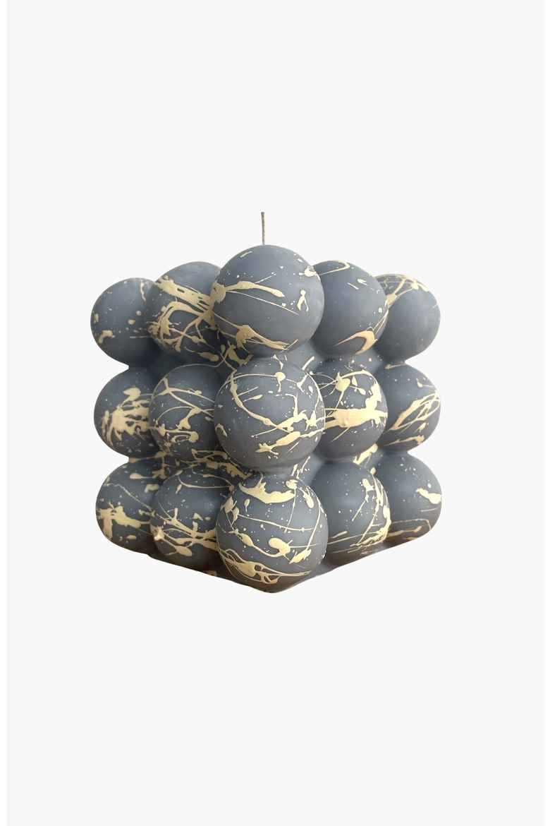 Splattered Bold Candle, Main, color, Grey / Cream Splatter