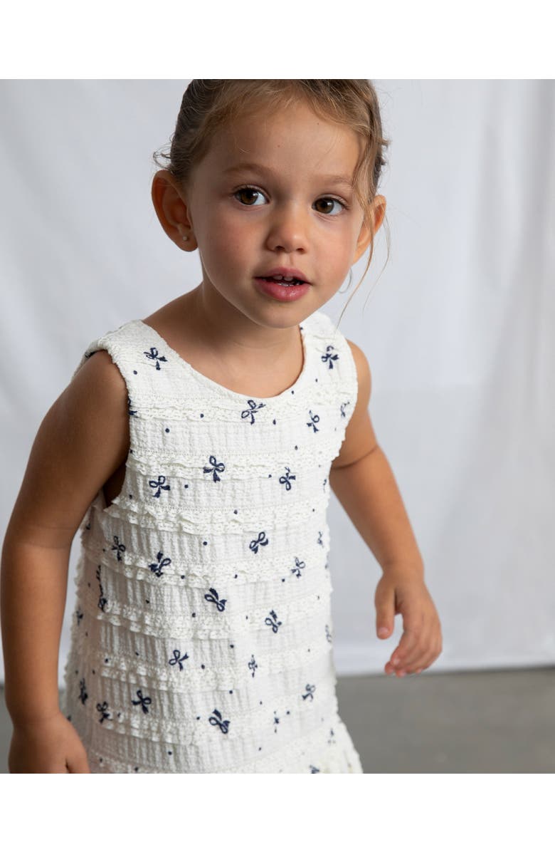 Mayoral Bow-Pattern Drop-Waist Dress, Alternate, color, White