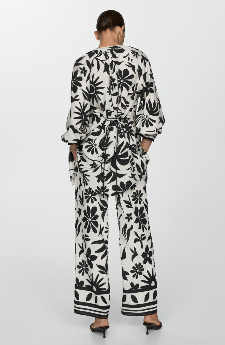 MANGO Floral Border Print Wide Leg Pants, Alternate, color, 